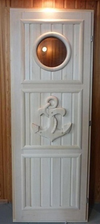Дверь деревянная 1900х700 иллюминатор штурвал-якорь